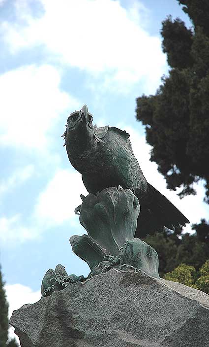 Eagle on the top of the monument to the victims of 'The Crime of the Century,' Hollywood Forever Memorial Park, Los Angeles California