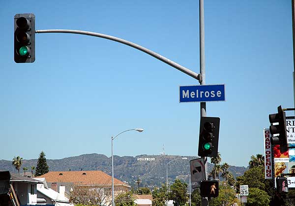 The Hollywood Sign as seen from Melrose Avenue, Los Angeles