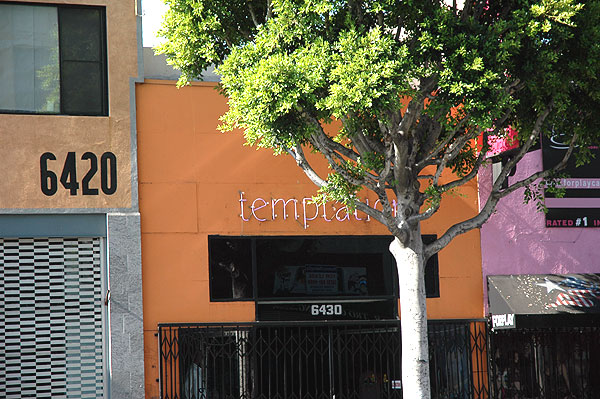 Temptations, next to Foreplay, on Hollywood Boulevard