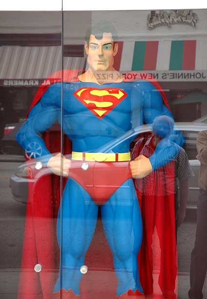 Superman replica on display, Beverly Hills, California (photo December 2005)