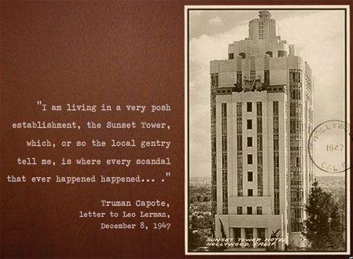 Sunset Tower Hotel postcard - screen grab from website