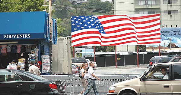 Tourists on Hollywood Boulevard as Memorial Day weekend begins...