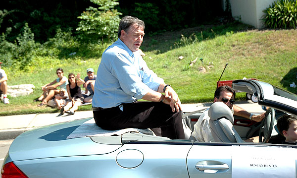 Duncan Hunter, chairman of the House Armed Services Committee, at Rancho Bernardo parade, 4 July 2006