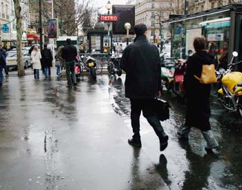 Rainy Paris street, Wednesday, March 8, 2006