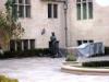 The lower courtyard with noble statue and film equipment -