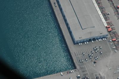 Approaching Long Beach there's the geometry of shipping -
