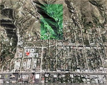 The location (green) and the photo platform (red) -