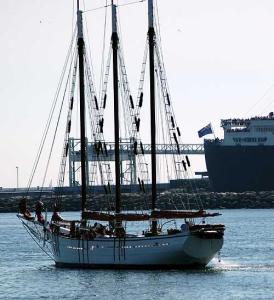 The old American Pride sails out to see what's up -