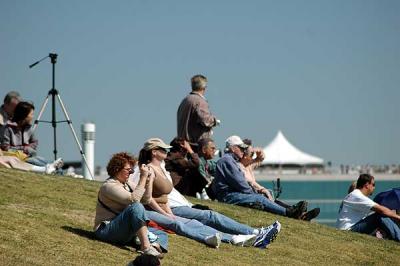 Others just watched from the shore under the fake lighthouse -