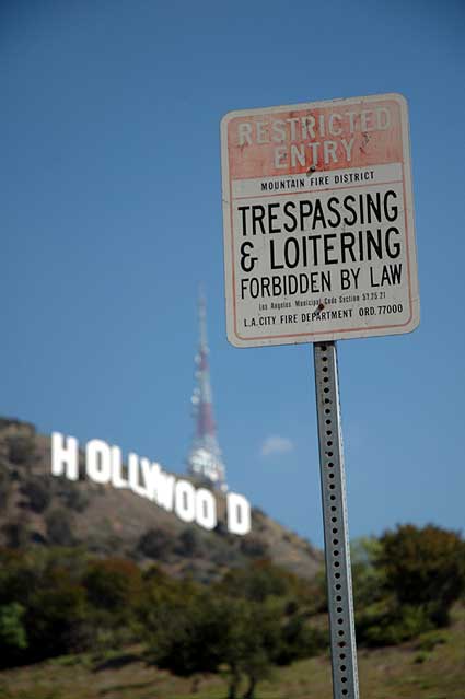 The Hollywood sign, Thursday, March 2, 2006, from the west, at the Hollywood Reservoir