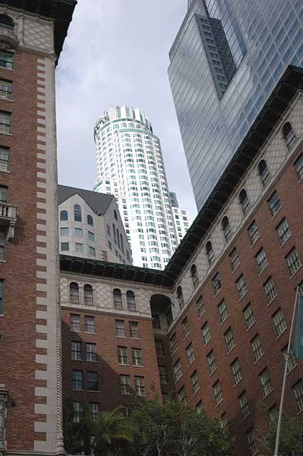 Library Tower above the Biltmore Hotel, Los Angeles