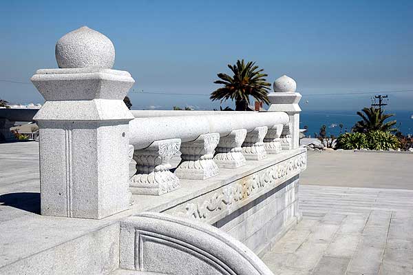 Stonework at the Korean Bell of Friendship and Bell Pavilion, Angels Gate Park, San Pedro, south Los Angeles County, California.