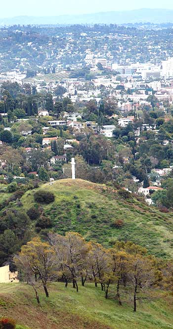 The Hollywood Cross, overlooking Cahuenga Boulevard, from Mulholland Drive