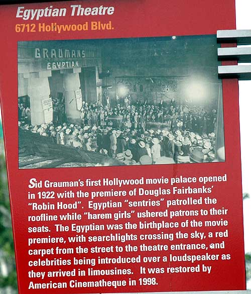 The historical marker at the Egyptian Theater on Hollywood Boulevard