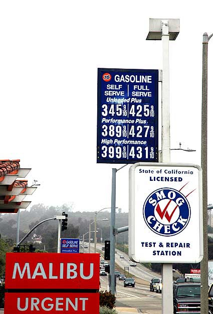 Pacific Coast Highway, Malibu, the stretch of highway where that crazy Swedish guy wrecked his rare Ferrari Enzo - high gas prices