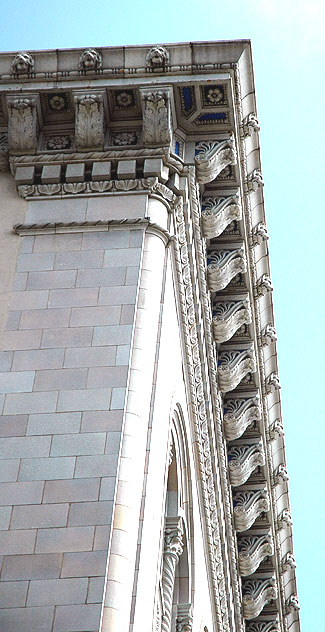 Details of the Security Pacific Bank Building at 6383 Hollywood Boulevard, at Cahuenga, from 1921 by the architects John and Donald B. Parkinson