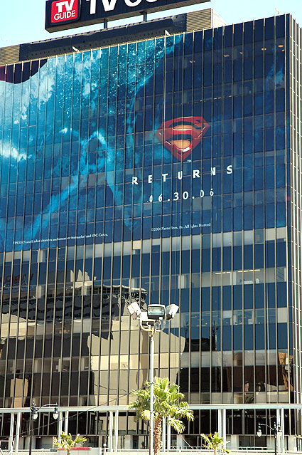 Superman promo on office building across the street from Grauman's Chinese Theater, Hollywood Boulevard