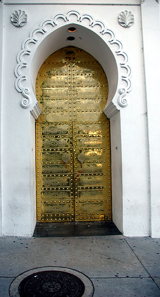 Door of Dar Maghreb, Moroccan restaurant on Sunset Boulevard at Stanley Avenue, Hollywood