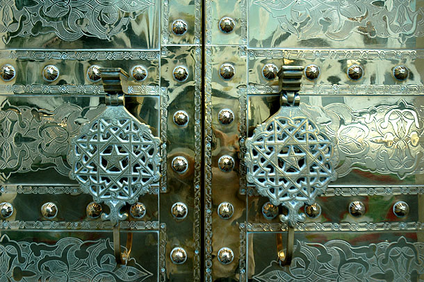 Door of Dar Maghreb, Moroccan restaurant on Sunset Boulevard at Stanley Avenue, Hollywood