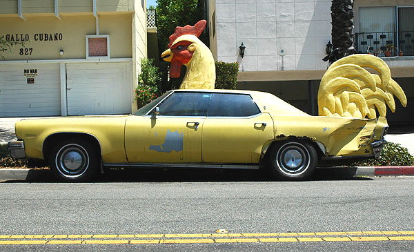 The Chicken Car parked in Santa Monica