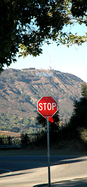 The Hollywood sign as seen from Mulholland Drive