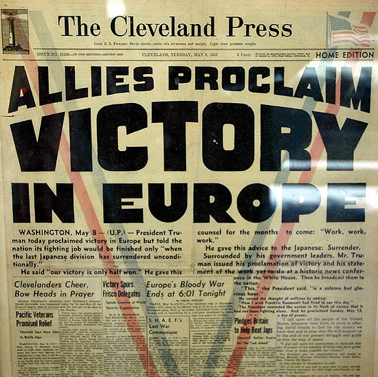 VE Day - Cleveland Press - 8 May 1945