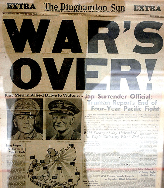 Japan surrenders - Binghamton Press - 14 April 1945