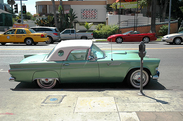 1955 Ford Thunderbird parked on North La Cienega Boulevard at Oakwood, Los Angeles, Tuesday, August 15, 2006