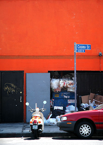 Orange wall, Cosmo and Selma, central Hollywood