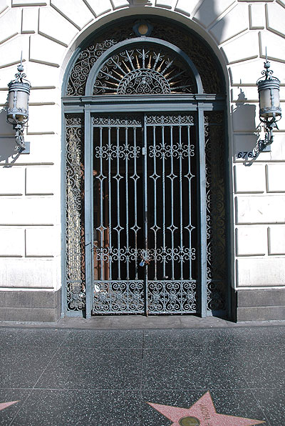 The mysterious door at 6763 Hollywood Boulevard, a well preserved, two-story Classic Revival building