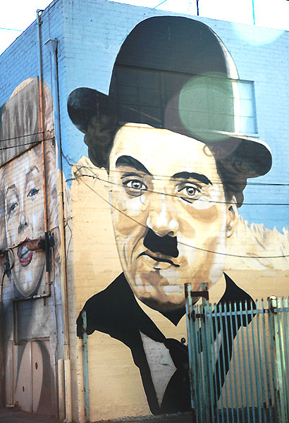 Charlie Chaplin mural, rear of the Stella Adler Theater and Academy of Acting, Hollywood Boulevard