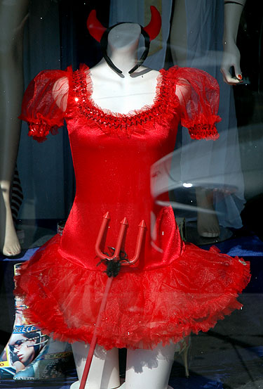 Halloween costume for sale, store window on Melrose Avenue