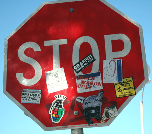 Stop sign, Melrose Avenue, south of Hollywood