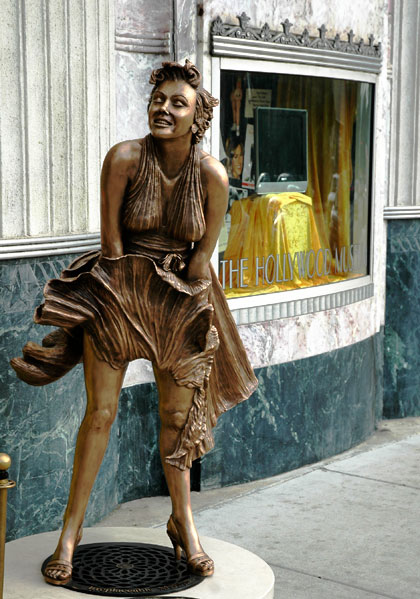 Marilyn Monroe in bronze at the Hollywood Museum in the old Max Factor Building, Highland Avenue at Hollywood Boulevard