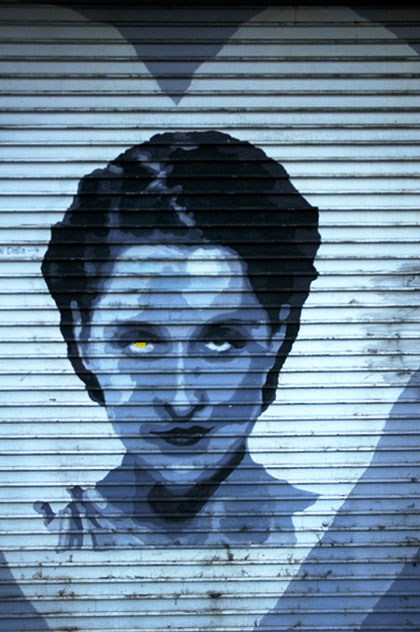 Norma Shearer image on roll-up door, Hollywood Boulevard