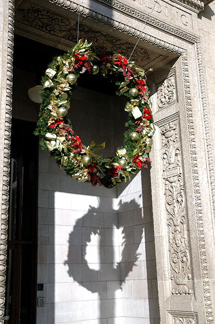 Christmas wreath at the Guaranty Building, 6331 Hollywood Boulevard