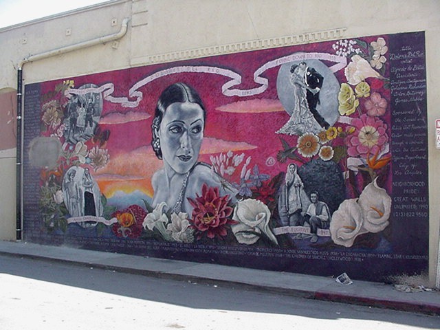The Delores Del Rio mural on Hudson at Hollywood Boulevard