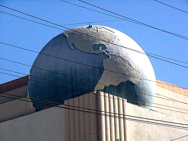The pastel globe at the old RKO studios at Melrose and Gower