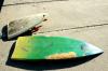 A shattered California dream?  This surfboard may tell a story.