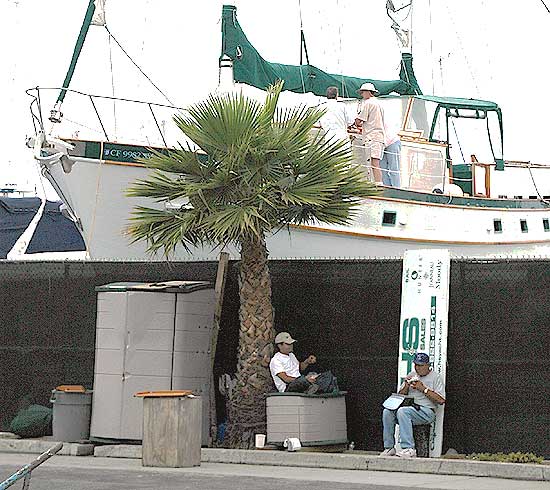 In Marina del Rey, in Los Angeles, the underclass illustrated at the yard where they sell and service extraordinarily expensive yachts.