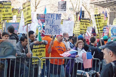 Immigrant Rights Rally, lower Manhattan, Monday 10 April, 2006