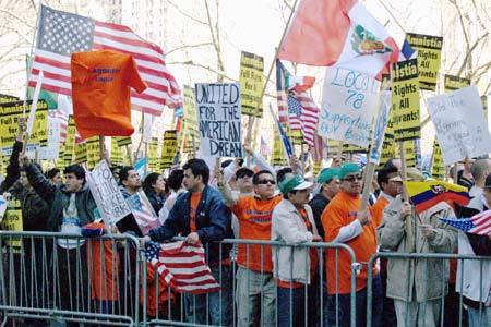 Immigrant Rights Rally, lower Manhattan, Monday 10 April, 2006