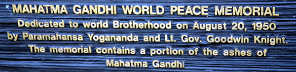 Mahatma Gandhi World Peace Memorial, Self-Realization Fellowship Lake Shrine, 17190 Sunset Boulevard, Pacific Palisades, California