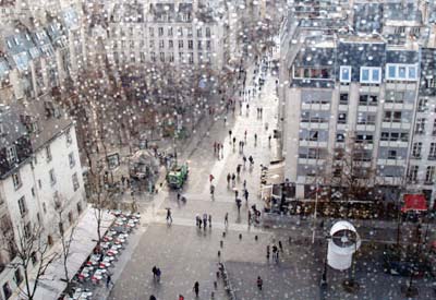 Rain seen from the top floors of the Pompidou Center in Paris, Wednesday, March 8, 2006